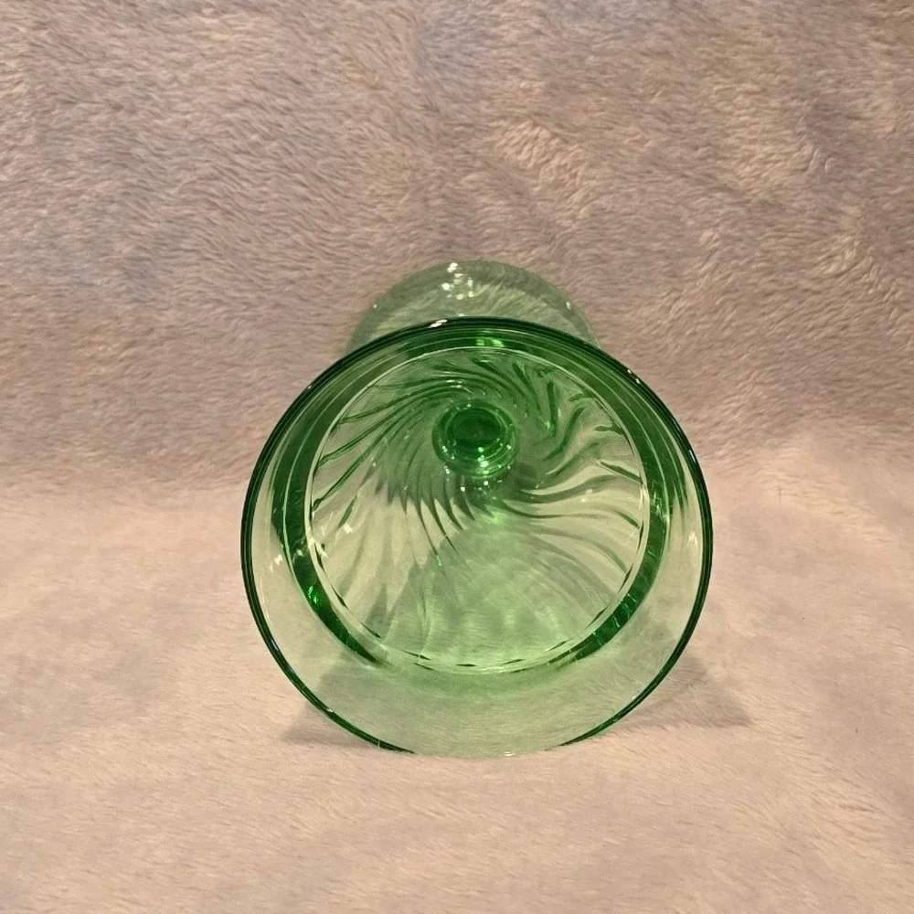 Vintage Duncan & Miller Spiral Flutes Green 8 oz.‎ Footed Water Tumbler